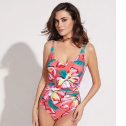 Maillot De Bain 1 Pièces Avec Mousses Drapé Fleuri Dalila