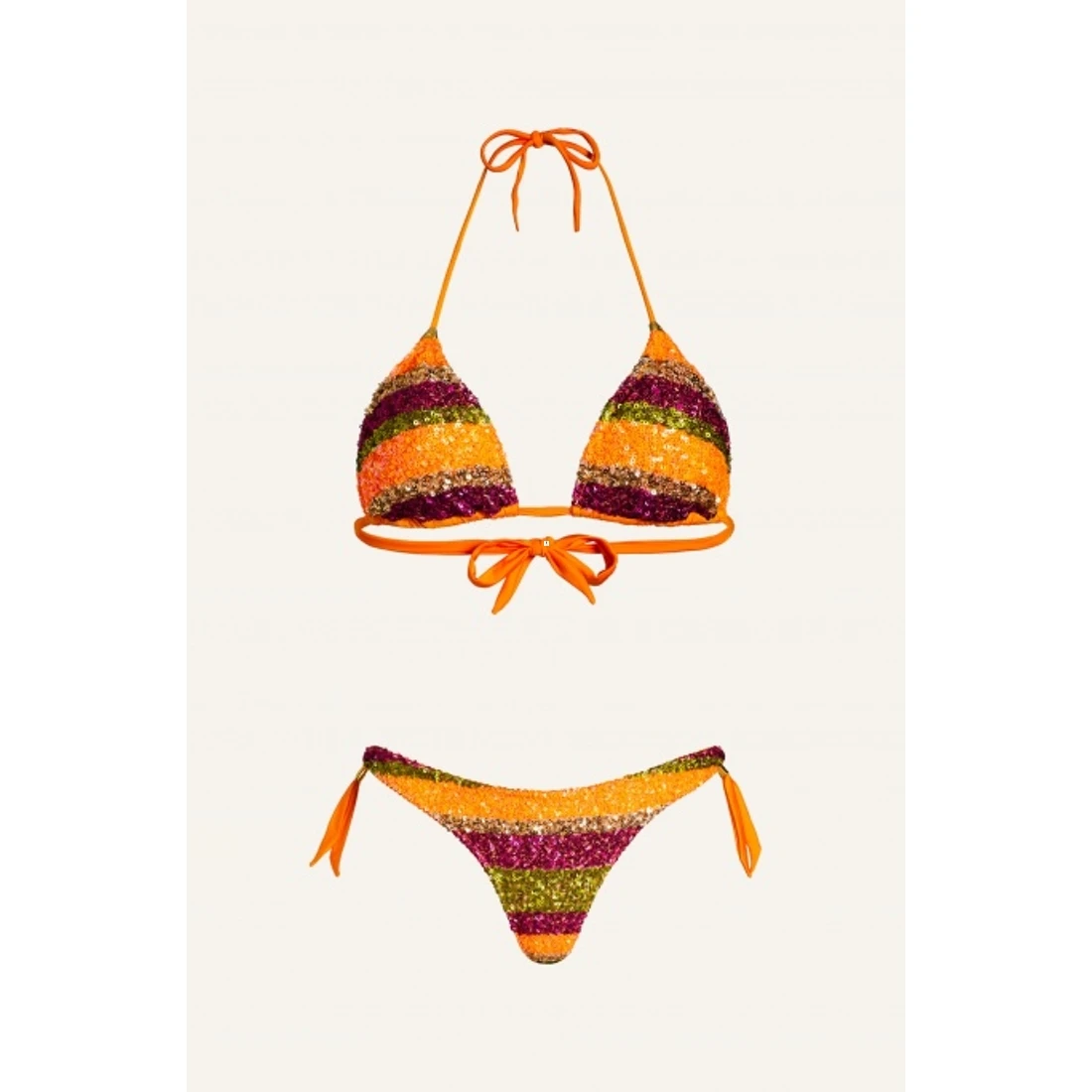 Maillot 2 Pièces Triangle Coulissant Avec Paillettes Orange Riga 2 Maillot 2 Pièces Triangle Coulissant Avec Paillettes Orange Riga – Image 2