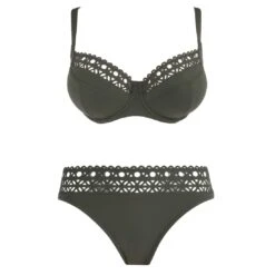 Maillot De Bain Deux Pièces Bonnets Profonds Ajourage Couture -La Boite à Maillots ajourage couture 2p kaki