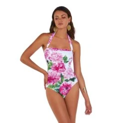 Maillot De Bain Une Piece Bustier Fleuri Amina -La Boite à Maillots amina