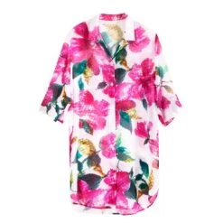 Chemise Fleuri Fond Blanc Angela -La Boite à Maillots angela detoure