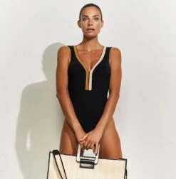 Maillot Une Pièce Avec Mousse Décolleté En V Noir Antagonist