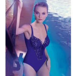 Maillot De Bain Une Pièce Brodée Chahut -La Boite à Maillots chahut violet