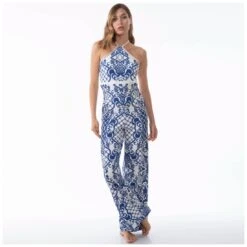 Combipantalon Haut De Gamme Imprimé Bleu Louxor