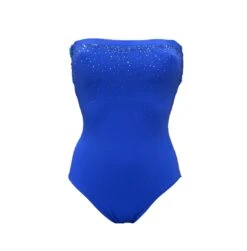 Maillot Une Pièce Bustier Avec Mousses Swarovski Cristal -La Boite à Maillots cristal bleu