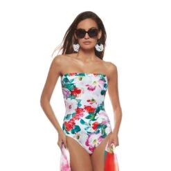 Maillot Bustier Une Piece Fleuri Dalia