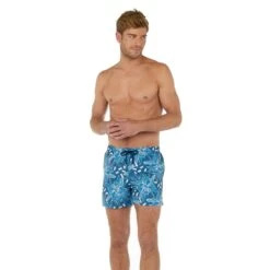 Short De Bain Imprimé Bleu Pour Hommes Moorea