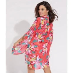 Chemise De Plage Fluide Fond Vert Sara -La Boite à Maillots sara dos